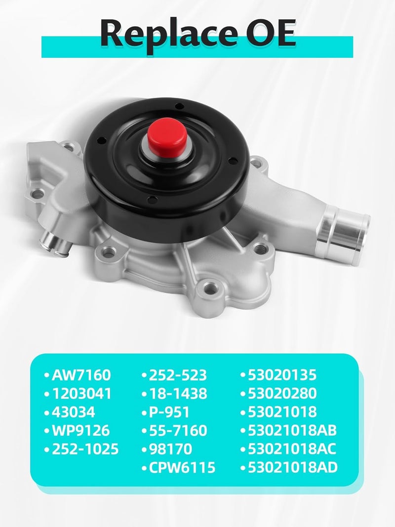 Pnktool AW7160 Engine Water Pump Compatible with Grand Cherokee, D150 Pickup, Dakota, Durango, Ram 1500 Pickup, Ramcharger, W150 Pickup, W250 Pickup 3.9L 5.2L 5.9L - Image 4